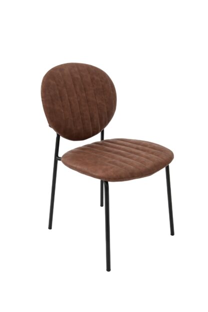 Scaun living tapitat cu piele ecologica, S-178, cafeniu