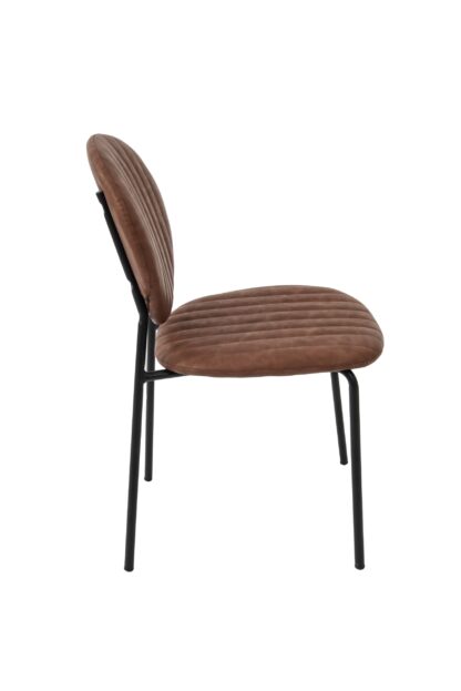 Scaun living tapitat cu piele ecologica, S-178, cafeniu - imagine 2
