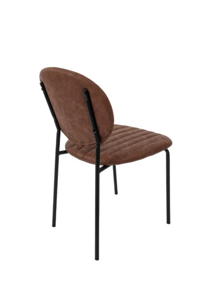 Scaun living tapitat cu piele ecologica, S-178, cafeniu - imagine 3