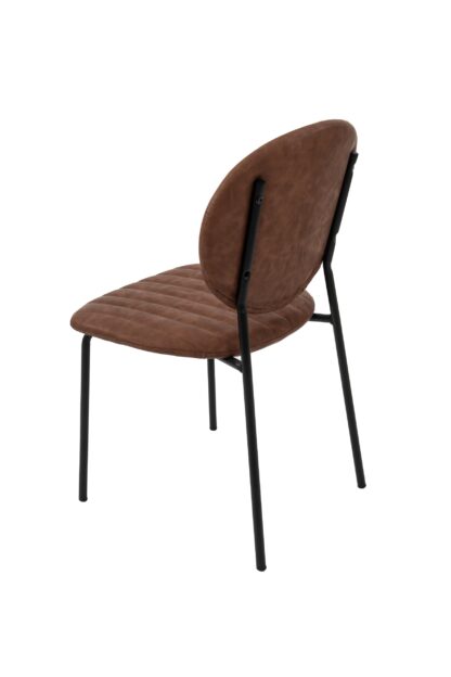 Scaun living tapitat cu piele ecologica, S-178, cafeniu - imagine 5