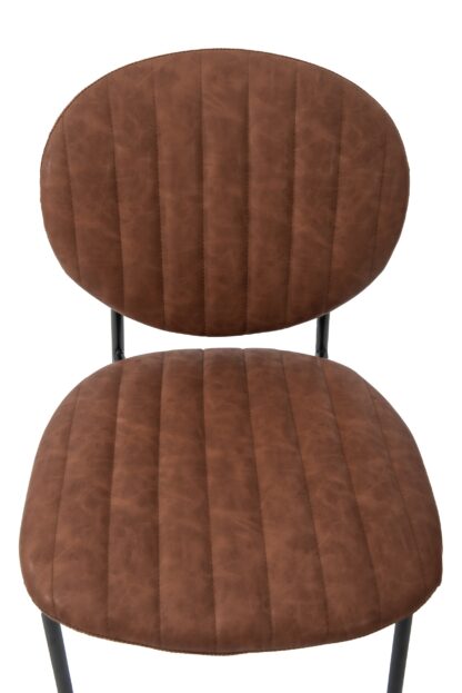 Scaun living tapitat cu piele ecologica, S-178, cafeniu - imagine 6