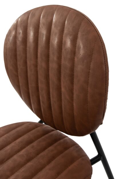 Scaun living tapitat cu piele ecologica, S-178, cafeniu - imagine 8