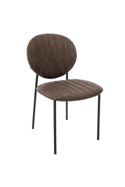 Scaun living tapitat cu piele ecologica, S-178, maro