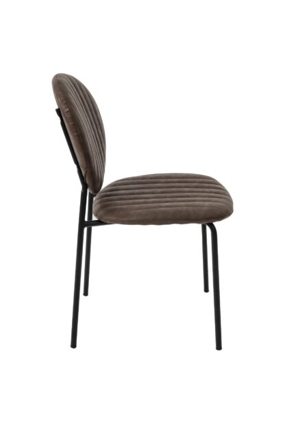 Scaun living tapitat cu piele ecologica, S-178, maro - imagine 2
