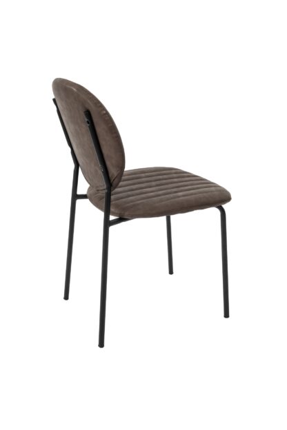 Scaun living tapitat cu piele ecologica, S-178, maro - imagine 3