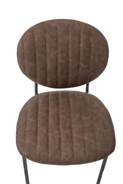 Scaun living tapitat cu piele ecologica, S-178, maro - imagine 6