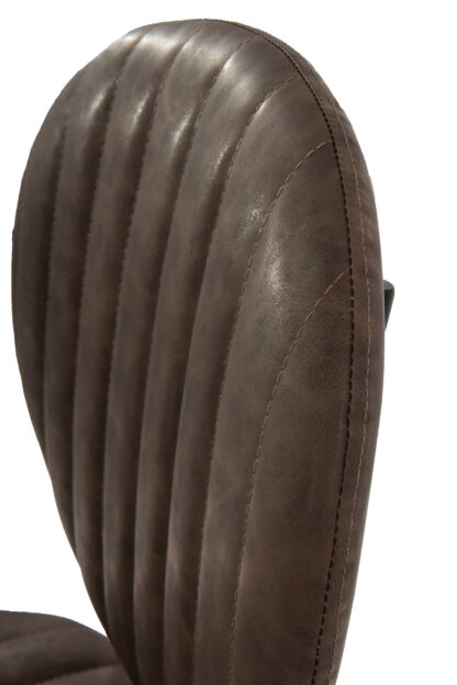 Scaun living tapitat cu piele ecologica, S-178, maro - imagine 8