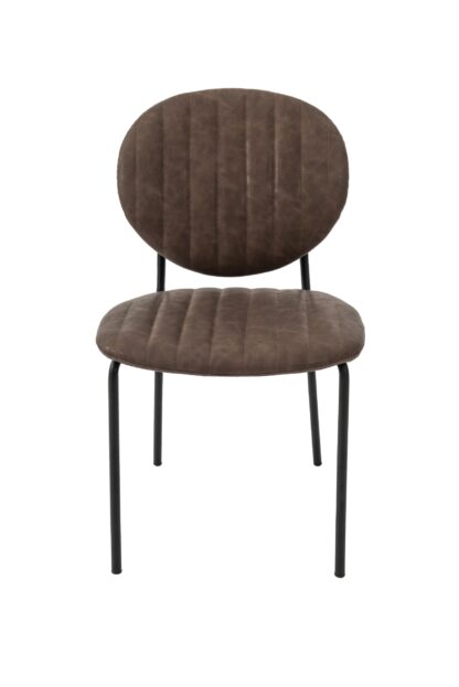 Scaun living tapitat cu piele ecologica, S-178, maro - imagine 9