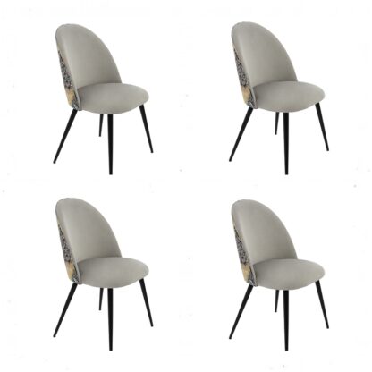 Set 4 scaune living, stofa premium, S-171, tapiterie gri deschis