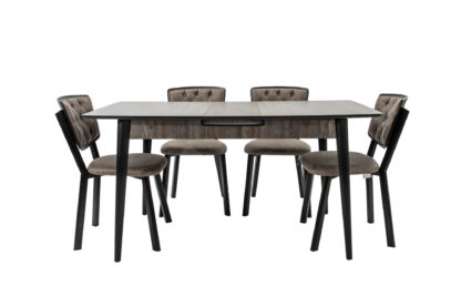 Set masa extensibila T520, neagra, 124-152x79x75 cm cu 4 scaune C520, negre - imagine 11