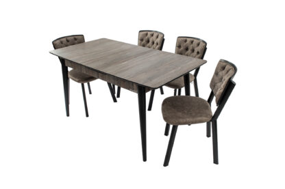 Set masa extensibila T520, neagra, 124-152x79x75 cm cu 4 scaune C520, negre - imagine 12