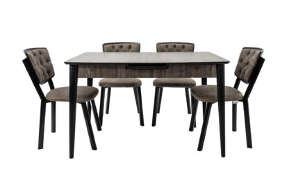 Set masa extensibila T520, neagra, 124-152x79x75 cm cu 4 scaune C520, negre - imagine 3