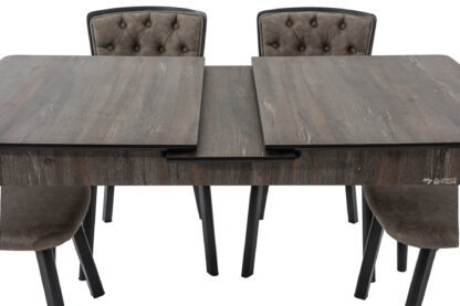 Set masa extensibila T520, neagra, 124-152x79x75 cm cu 4 scaune C520, negre - imagine 7