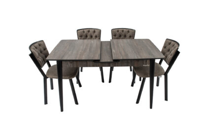 Set masa extensibila T520, neagra, 124-152x79x75 cm cu 4 scaune C520, negre - imagine 8