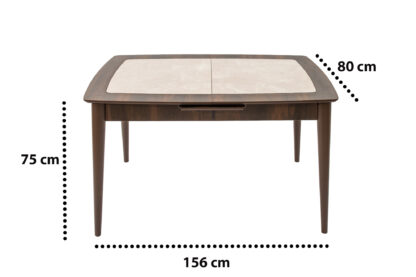 Set masa extensibila T650, crem, 156x80x75 cm cu 4 scaune C650, 50x50x85 cm, crem - imagine 24