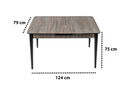 Set masa extensibila T520, neagra, 124-152x79x75 cm cu 4 scaune C520, negre - imagine 31