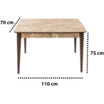 Set masa T110, MDF, crem, 110x70x75cm cu 4 scaune C669, maro inchis, 44x45x95 cm - imagine 17