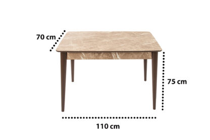 Set masa T110, MDF, crem, 110x70x75cm cu 4 scaune C669, maro inchis, 44x45x95 cm - imagine 17