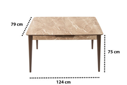Set masa extensibila T520, crem, 124-152x79x75 cm cu 4 scaune C520, crem - imagine 26