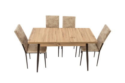 Set masa T710, maro, 135x70x75 cm cu 4 scaune C669, maro, 44x45x95 cm - imagine 2
