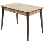 Set masa T110, MDF, crem, 110x70x75cm cu 4 scaune C669, maro inchis, 44x45x95 cm - imagine 8