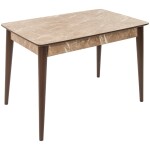 Set masa T110, MDF, crem, 110x70x75cm cu 4 scaune C669, maro inchis, 44x45x95 cm - imagine 9
