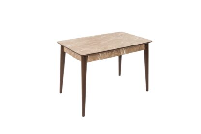 Set masa T110, crem, 110x70x75cm cu 4 scaune C669, maro deschis, 44x45x95 cm - imagine 7