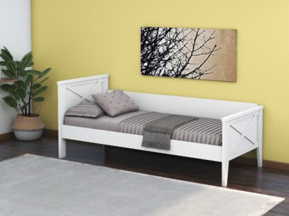 Pat Agata, 90x200 cm, MDF, lemn masiv Fag, Alb - imagine 2