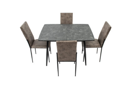 Set masa T669, neagra, 135x70x75 cm cu 4 scaune C669, negre, 44x45x95 cm - imagine 4