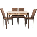 Set masa T110, MDF, crem, 110x70x75cm cu 4 scaune C669, maro inchis, 44x45x95 cm - imagine 2