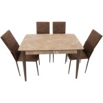 Set masa T110, MDF, crem, 110x70x75cm cu 4 scaune C669, maro inchis, 44x45x95 cm - imagine 6