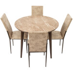 Set masa T210, MDF, maro deschis, 104x104x75 cm cu 4 scaune C669, maro deschis, 44x45x95 cm - imagine 4