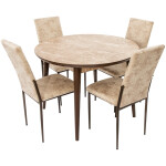 Set masa T210, MDF, maro deschis, 104x104x75 cm cu 4 scaune C669, maro deschis, 44x45x95 cm