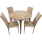 Set masa T210, MDF, maro deschis, 104x104x75 cm cu 4 scaune C669, maro deschis, 44x45x95 cm - imagine 3