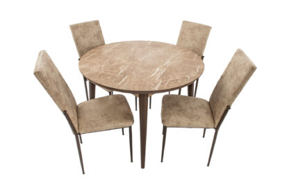 Set masa T210, MDF, maro deschis, 104x104x75 cm cu 4 scaune C669, maro deschis, 44x45x95 cm - imagine 3