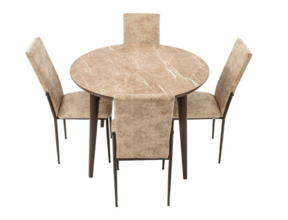 Set masa T210, MDF, maro deschis, 104x104x75 cm cu 4 scaune C669, maro deschis, 44x45x95 cm - imagine 4