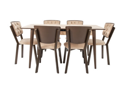 Set masa extensibila T520, crem, 124-152x79x75 cm cu 6 scaune C520, crem - imagine 7