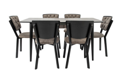 Set masa extensibila T520, neagra, 124-152x79x75 cm cu 6 scaune C520, negre - imagine 7