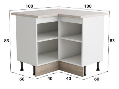 Coltar Alfa, alb sonoma, blat travertin, PAL, 100x83x60 cm - imagine 5