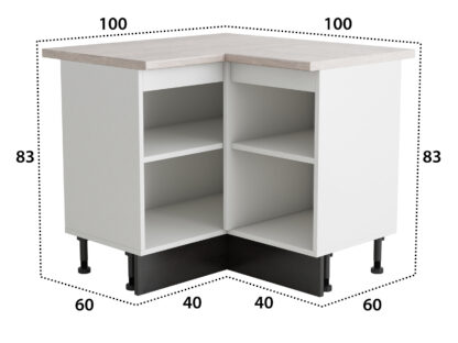 Coltar Alfa, alb wenge, blat travertin, PAL, 100x83x60 cm - imagine 5