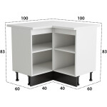 Coltar Alfa, alb wenge, blat alb, PAL, 100x83x60 cm - imagine 5