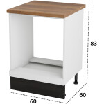 Corp cuptor, Alfa, alb wenge, blat termic nuc, 83x60x60 cm - imagine 4