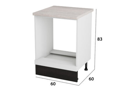 Corp cuptor, Alfa, alb wenge, blat travertin, 83x60x60 cm - imagine 4