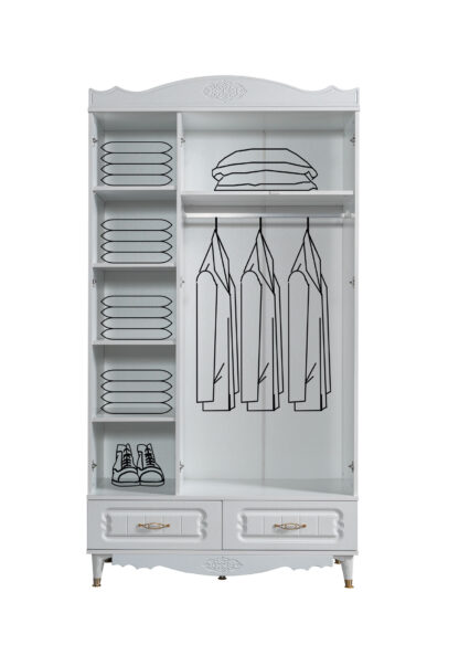 Dressing Nergis 3D alb cu oglinda, 120 x 220 cm - imagine 2