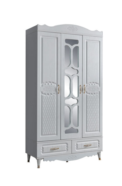 Dressing Nergis 3D alb cu oglinda, 120 x 220 cm