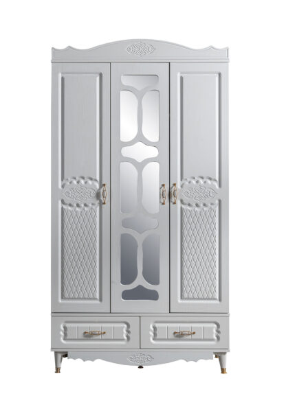 Dressing Nergis 3D alb cu oglinda, 120 x 220 cm - imagine 4