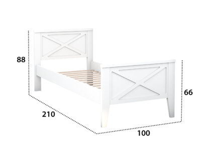 Pat Agata, 90x200 cm, cu sertare si tablie, MDF, lemn masiv Fag, Alb - imagine 4