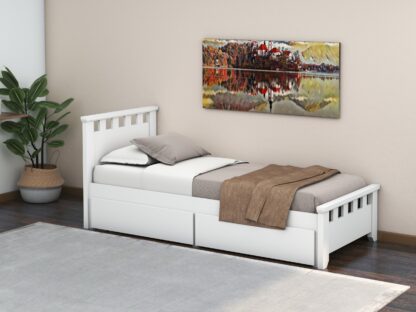Pat Alora, 90x200 cm, cu sertare, MDF, lemn masiv Fag Alb - imagine 2