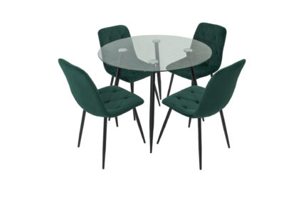 Set masa MB-83, sticla securizata, 100x76 cm, cu 4 scaune S-179 Verde, 44x85x43 cm - imagine 3