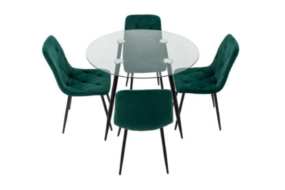 Set masa MB-83, sticla securizata, 100x76 cm, cu 4 scaune S-179 Verde, 44x85x43 cm - imagine 4